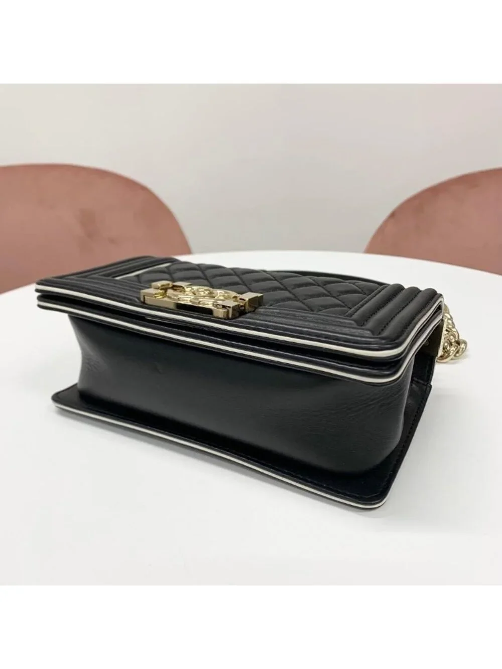Chanel Boy 20 Quilted Lambskin Gunmetal Shoulder Bag
